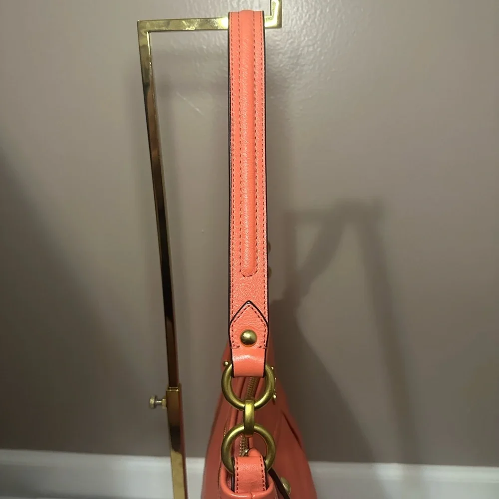 Coach Ashley Coral Leather Pleated  Convertible Hobo Bag - EUC